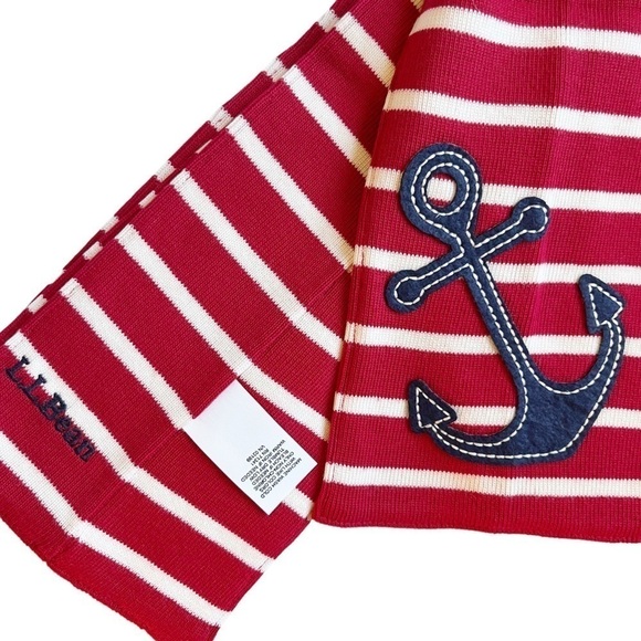 L.L. BEAN Striped Nautical Sweater Knit Scarf One Size in Red and White Stripe - Picture 8 of 14